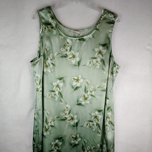 Womens Sleeveless Satin Floral Print Dress 22W